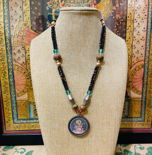 HANDPAINTED MAA SARASWATI SEMI PRECIOUS NECKLACE