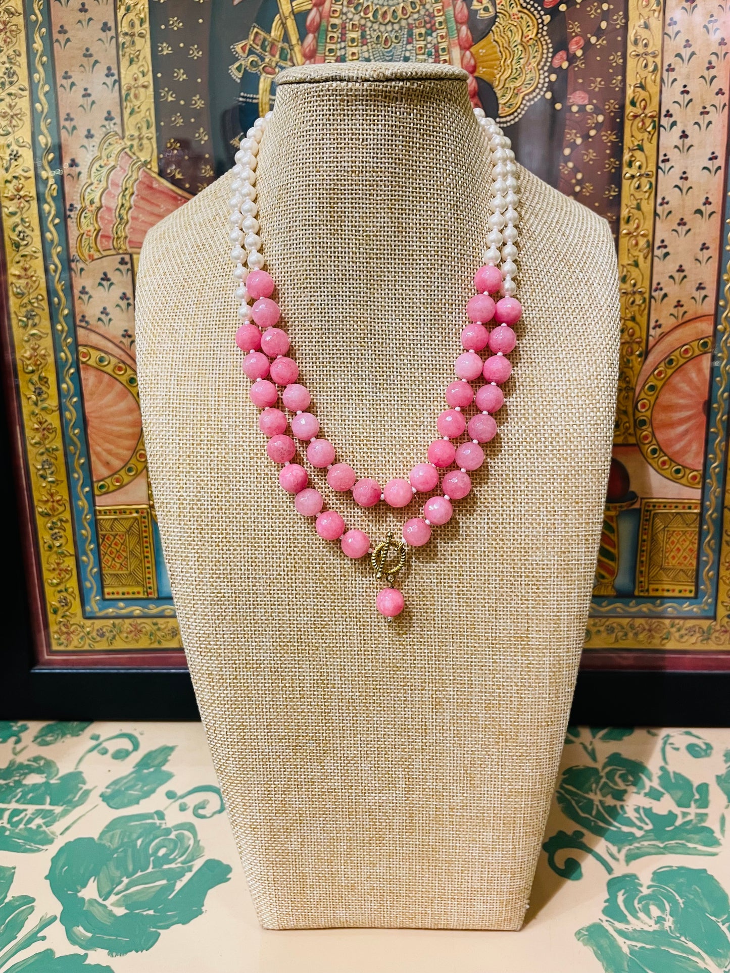 ROSE QUARTZ SEMI PRECIOUS DESIGNER DOUBLE STRING