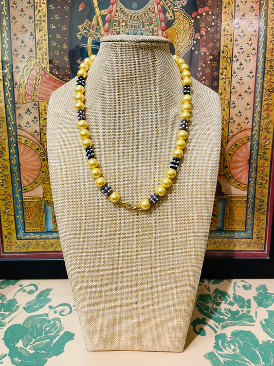 GOLDEN PEARL SEMI PRECIOUS STRING NECKLACE