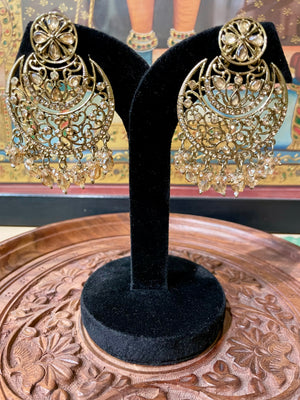 GOLDEN CHANDBALI DESIGNER DANGLER EARRINGS