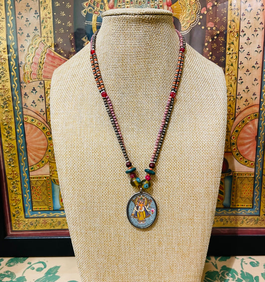 HANDPAINTED LORD GANESH SEMI PRECIOUS NECKLACE