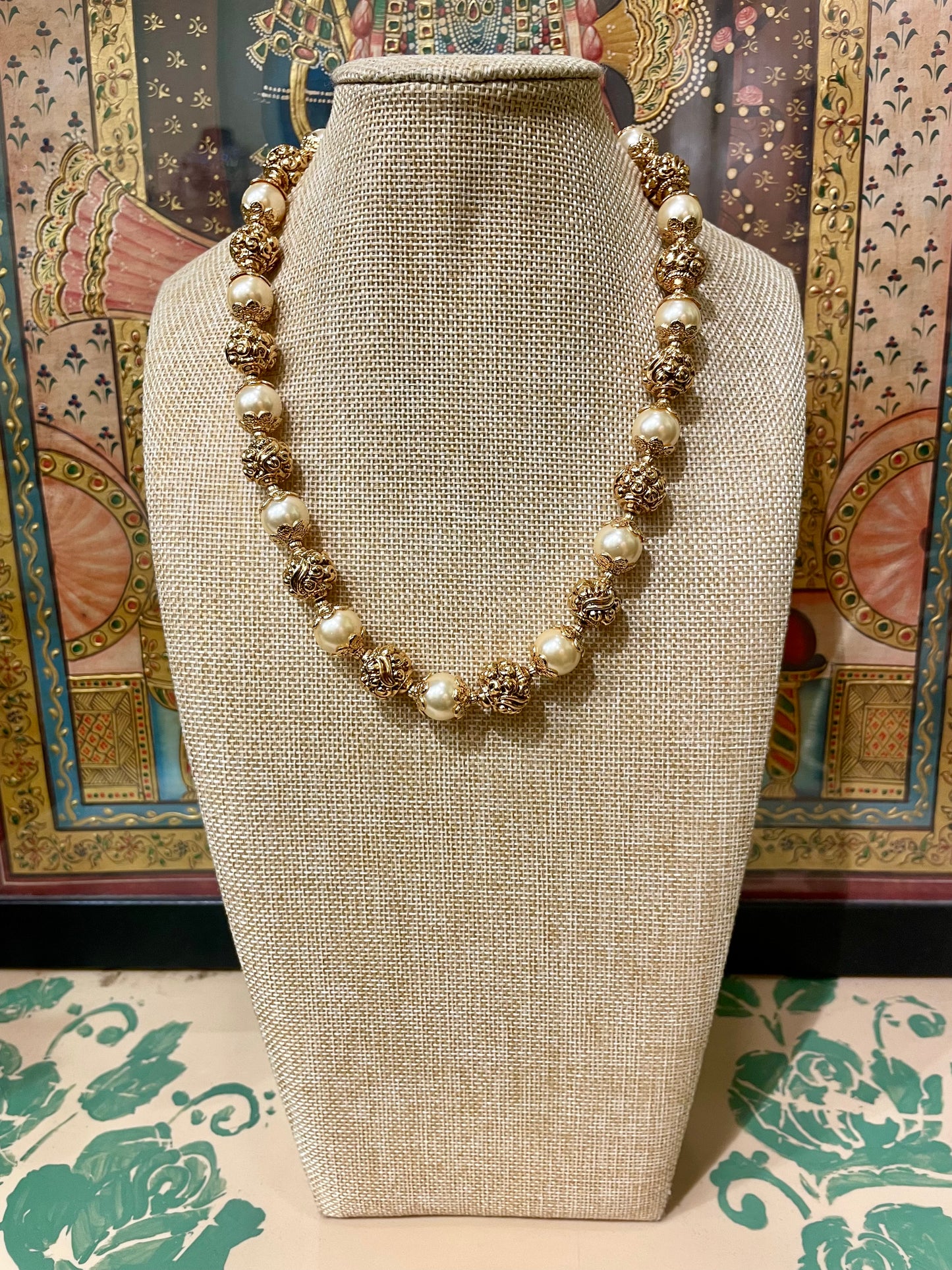 GOLDEN PEARL WITH NAKASHI GOLD BEADS STRING NECKLACE