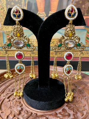 TRADITIONAL HERITAGE BRIDAL KUNDAN KASHMIRI EARRINGS
