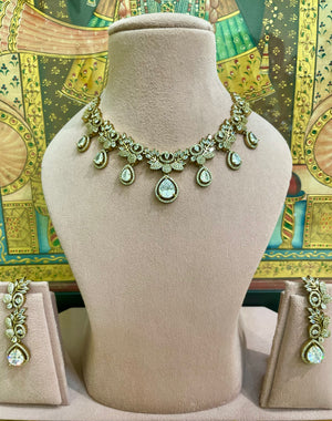 NEUTRAL MOISSANITE ROYALE TEARDROP DESIGNER NECKLACE SET
