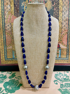 ROYAL BLUE BEADED STATEMENT NECKLACE