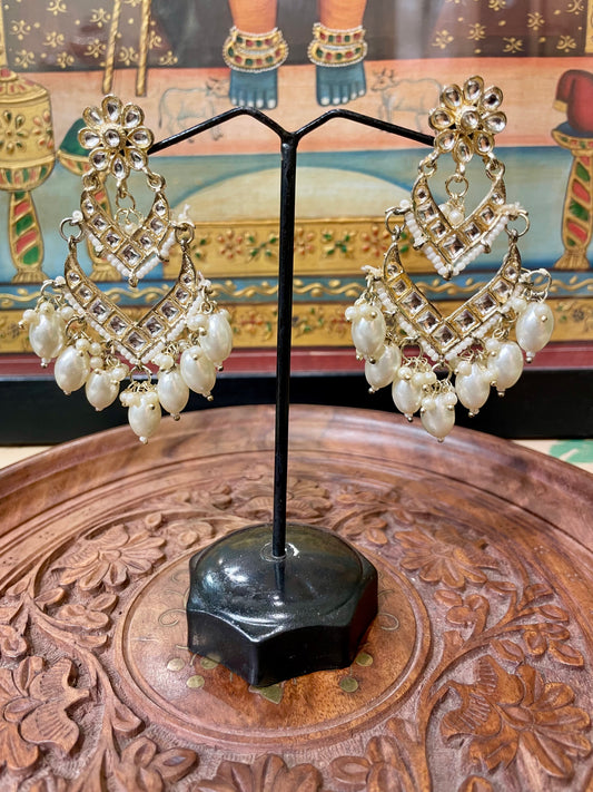 TRADITIONAL POLKI DESIGNER DANGLER EARRINGS