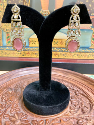 SOFT PINK PREMIUM MOISSANITE OVAL DROP DANGLER EARRINGS