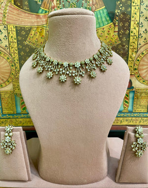 NEUTRAL FLORAL PREMIUM MOISSANITE STATEMENT NECKLACE SET