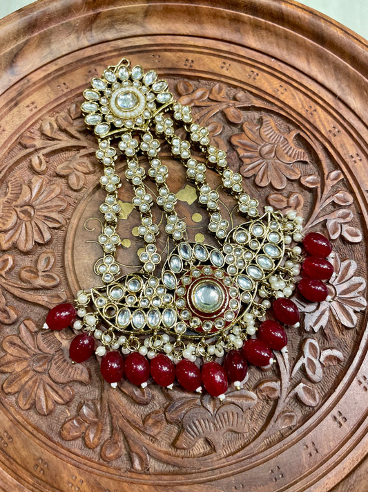 MAROON POLKI KUNDAN BRIDAL PASSA