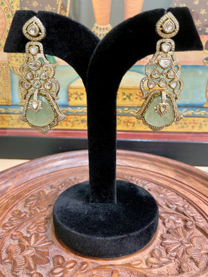 MINT GREEN HERITAGE DESIGNER PREMIUM MOISSANITE EARRINGS