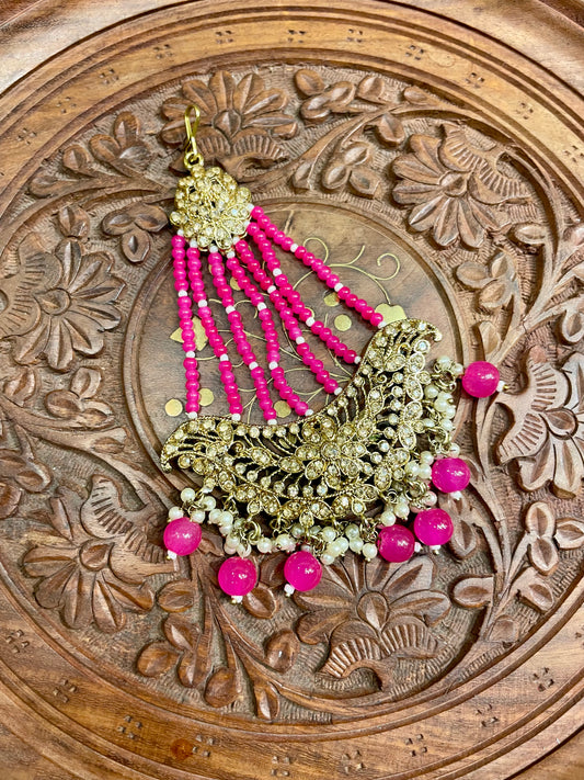 DARK PINK GOLD TONED BRIDAL PASSA