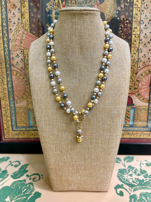 MULTI TONE CULTURED PEARL LAYERED NECKLACE