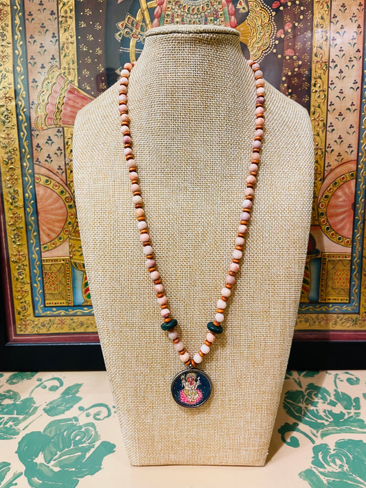 HANDPAINTED LORD GANESH SEMI PRECIOUS NECKLACE