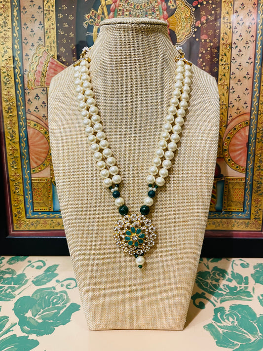 PEARL POLKI PENDANT NECKLACE