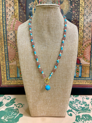 AZURE TURQUOISE DROP QUARTZ STATEMENT NECKLACE