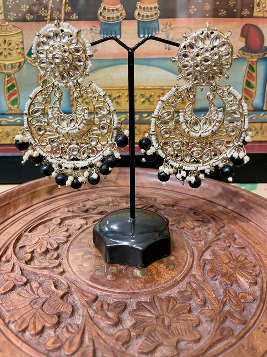 BLACK TRADITIONAL CHANDBALI EARRINGS