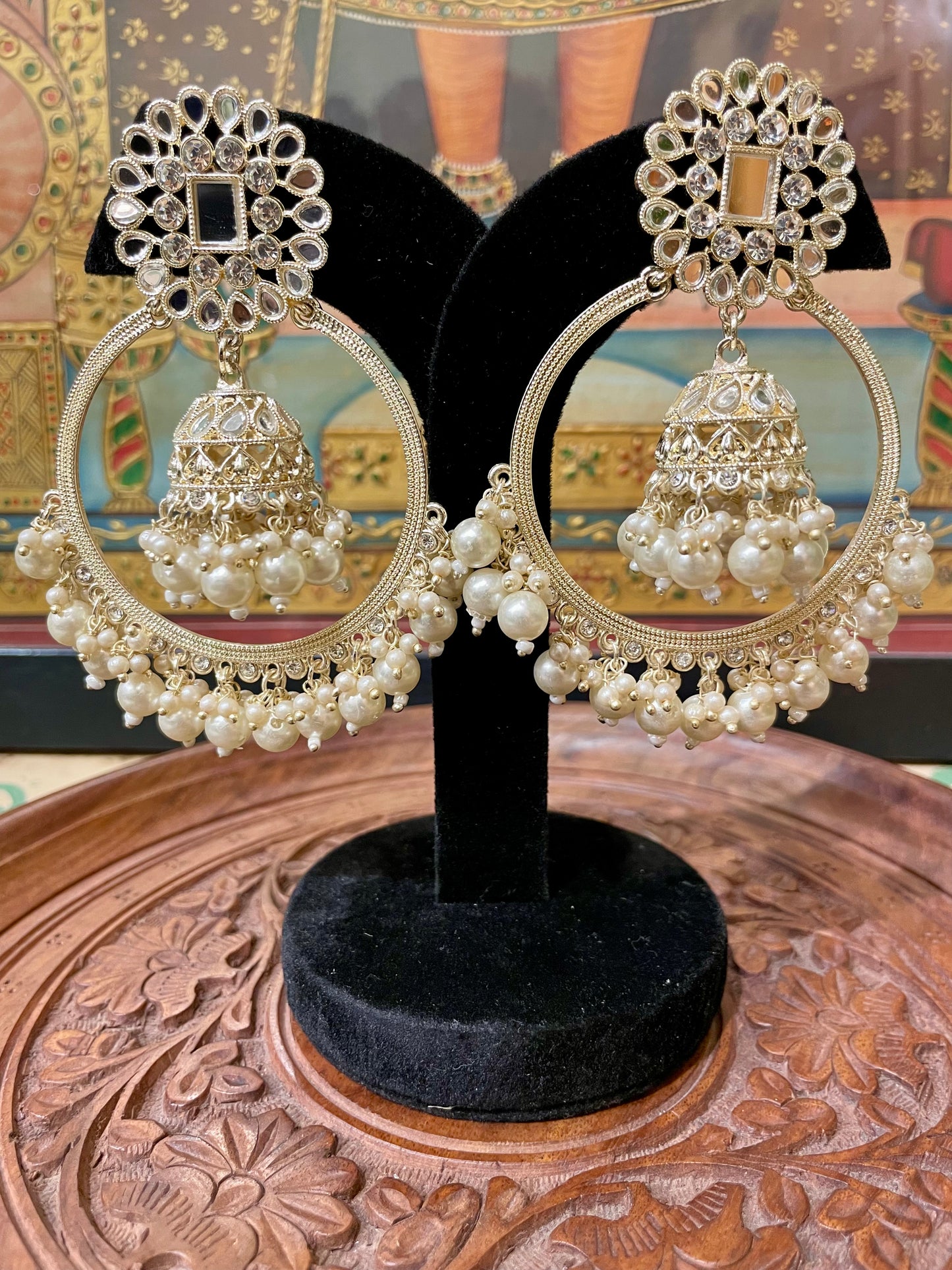 JHUMKI BALI DESIGN ETHNIC EARRINGS (IVORY WHITE)