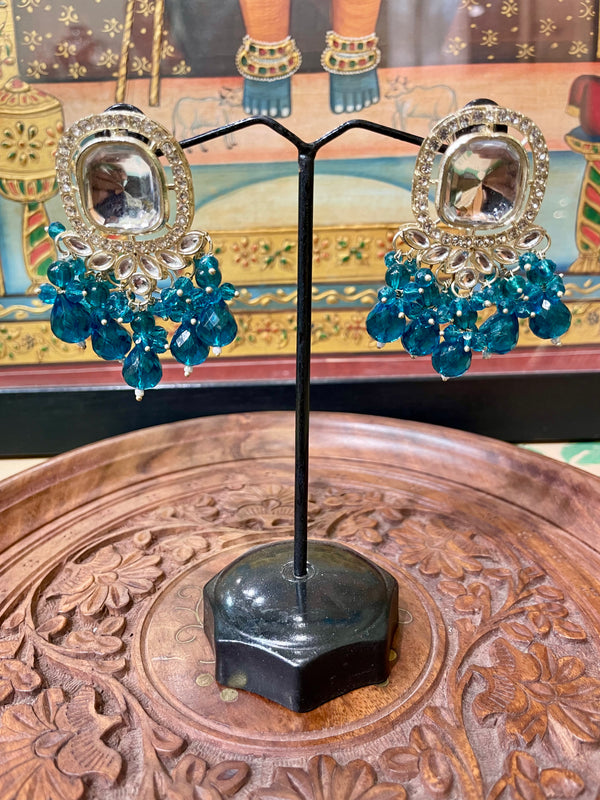 GREEN POLKI COCKTAIL ETHNIC EARRINGS