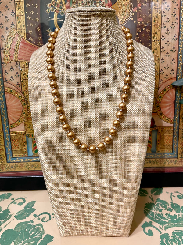 GOLDEN CULTURED PEARL DESIGNER STRING NECKLACE