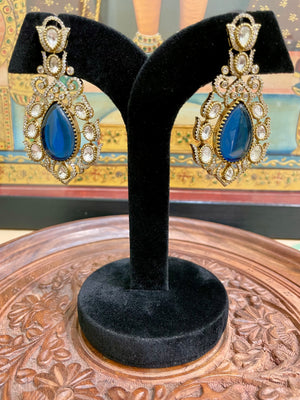 ROYAL BLUE TEARDROP PREMIUM MOISSANITE EARRINGS