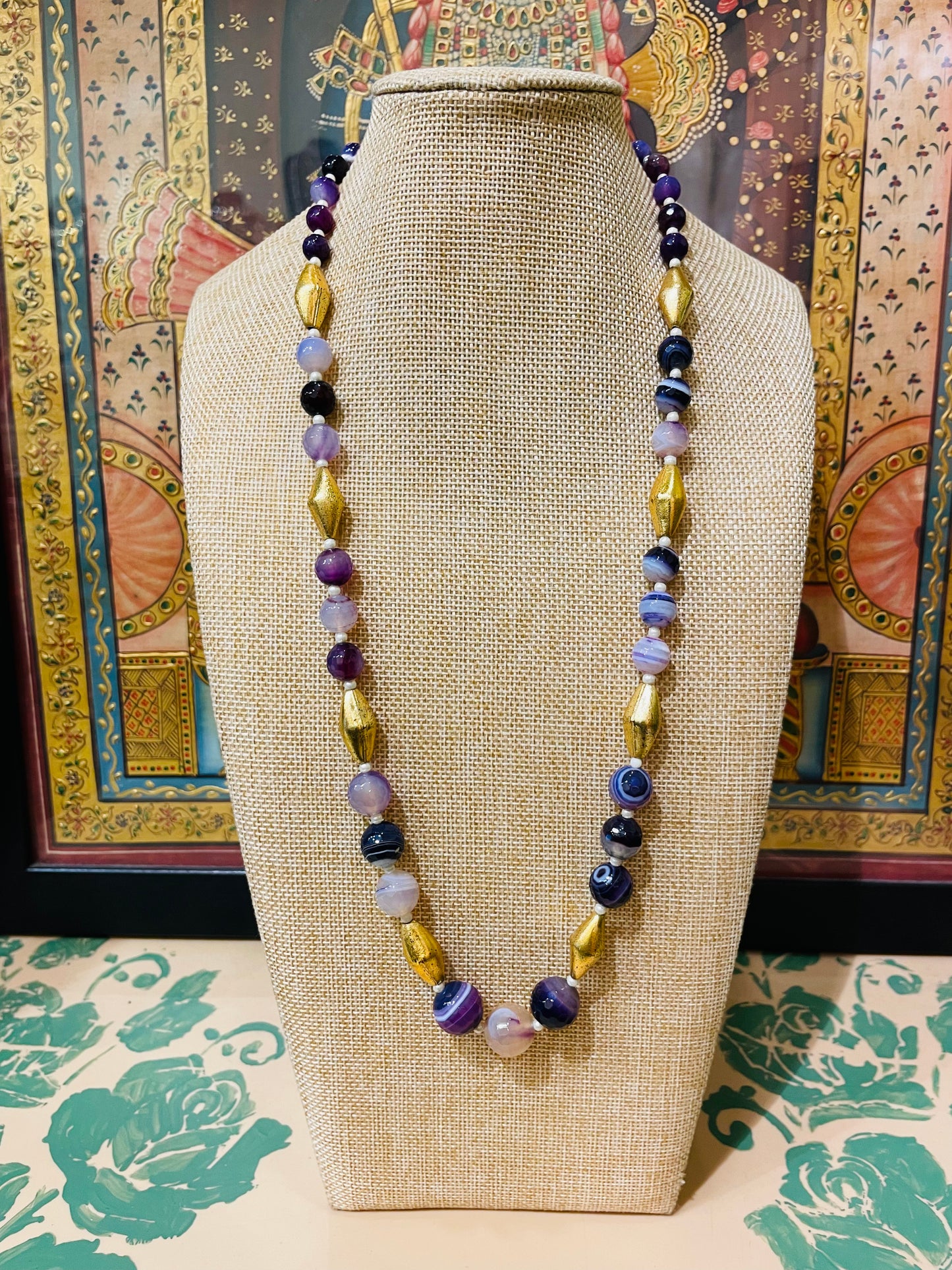 SEMI PRECIOUS DESIGNER STRING NECKLACE (PURPLE)