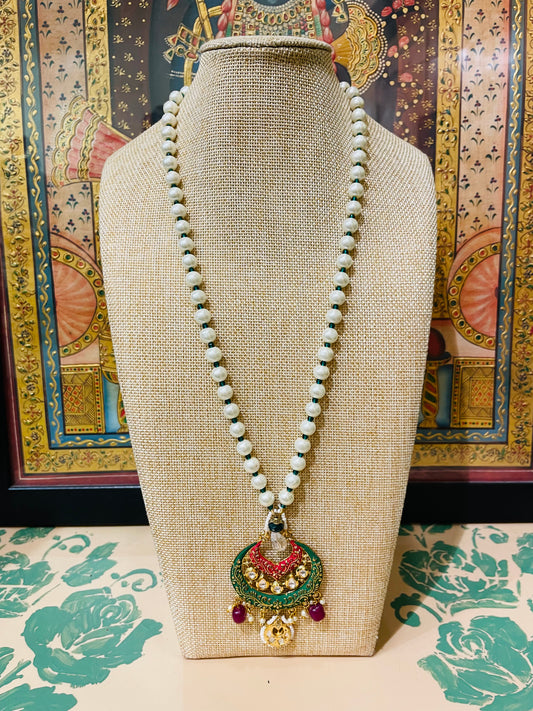 PEARL SOUTH INDIAN PENDANT LONG NECKLACE