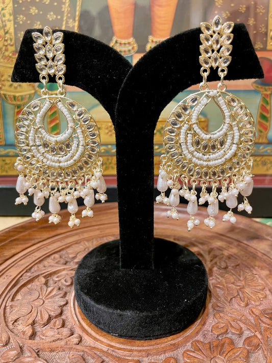 IVORY WHITE CHANDBALI PEARL EARRINGS