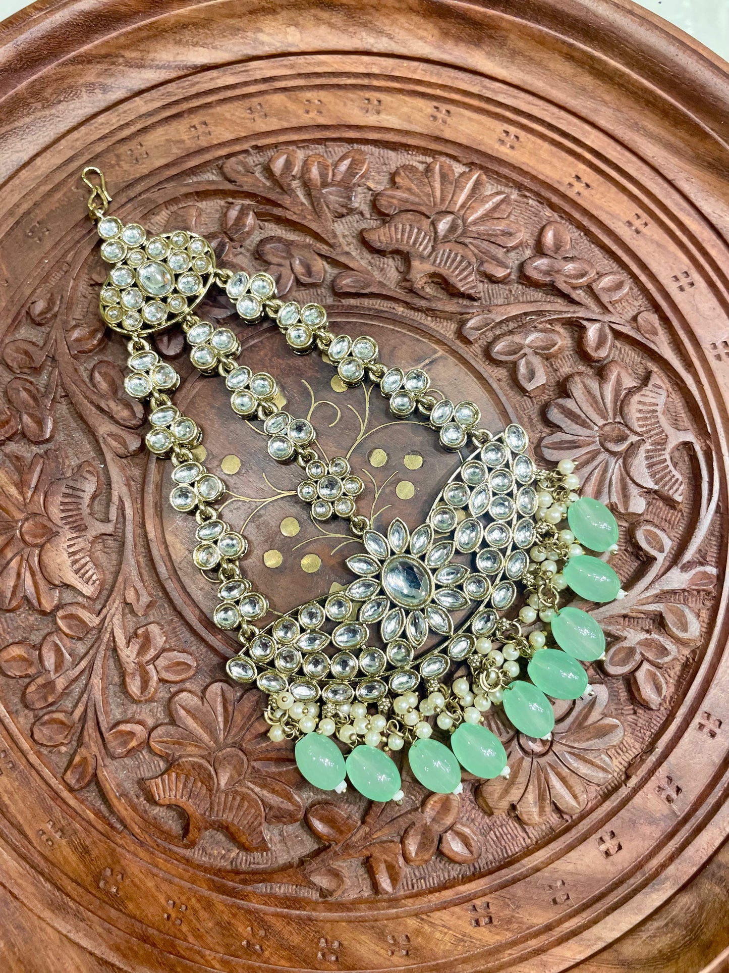 MINT GREEN KUNDAN BRIDAL PASSA