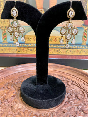 NEUTRAL TEARDROP CLUSTER DESIGNER EARRINGS