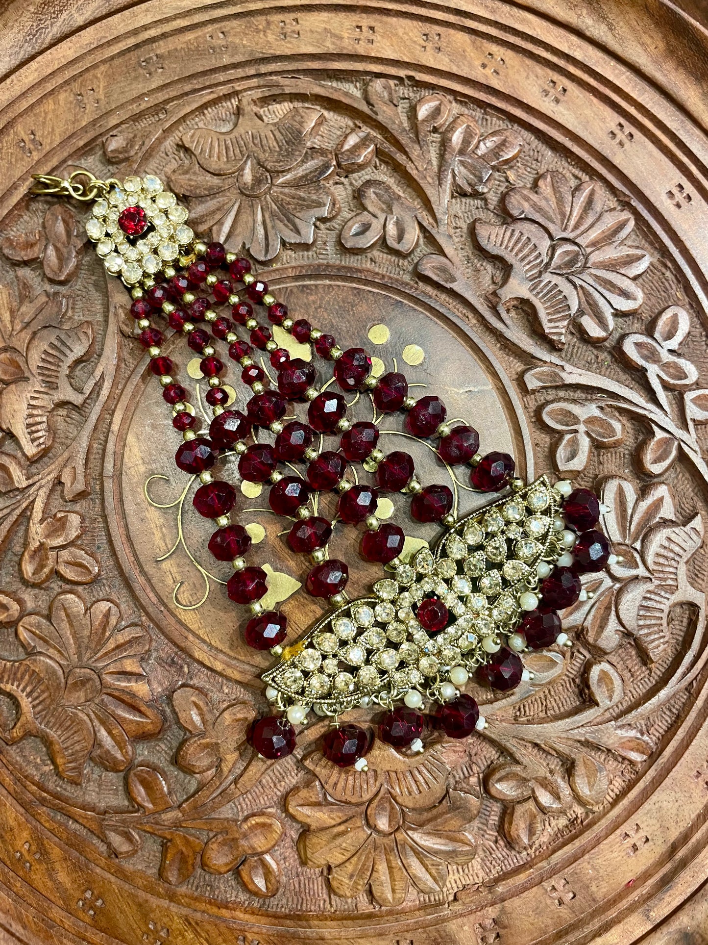 DARK MAROON GOLD TONED BRIDAL PASSA