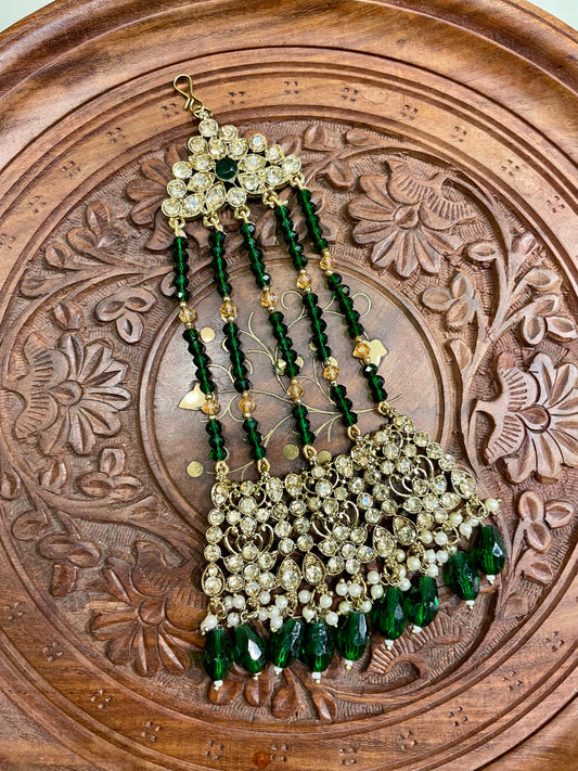 DARK GREEN GOLD TONED BRIDAL PASSA