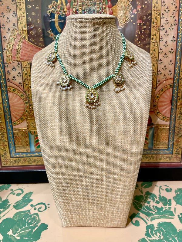 MEENA KUNDAN DROPS PEARL NECKLACE