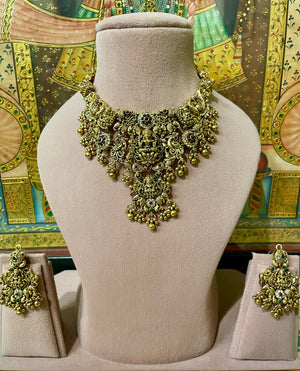MA LAXMI TRADITIONAL SOUTH INDIAN ANTIQUE BRIDAL NECKLACE SET