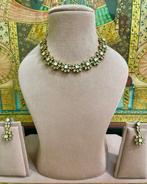 NEUTRAL PREMIUM MOISSANITE FLORAL SOLITAIRE NECKLACE SET