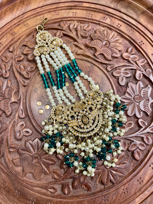 GREEN GOLD TONED PEARL BRIDAL PASSA