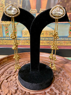 TRADITIONAL KUNDAN MOISSANITE KASHMIRI EARRINGS