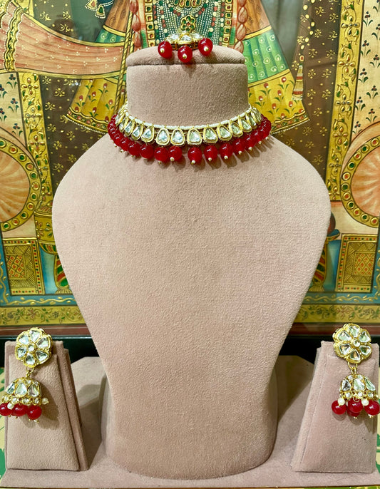 RED KUNDAN NECKLACE SET