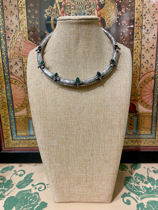 GREEN ONYX STONE DESIGNER SILVER HASLI