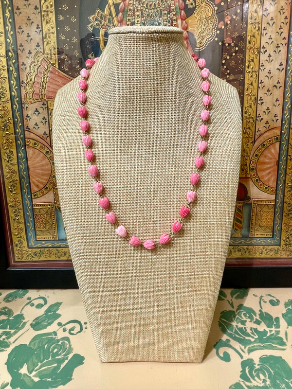 PINK LOTUS CUT STRING NECKLACE