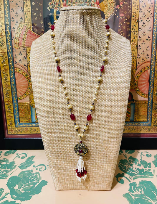 SEMI PRECIOUS MULTI STONES PENDANT LONG NECKLACE