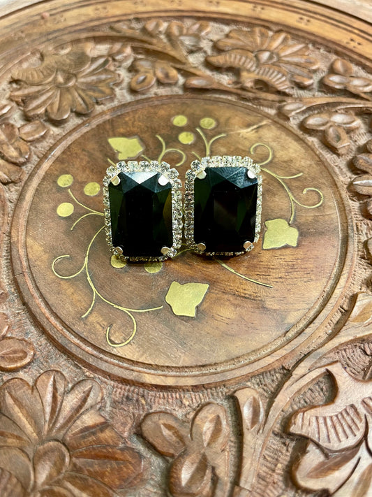 BLACK AMERICAN DIAMOND (AD) STUD EARRINGS