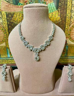 ROYAL PEAR HALO AMERICAN DIAMOND (AD) NECKLACE SET