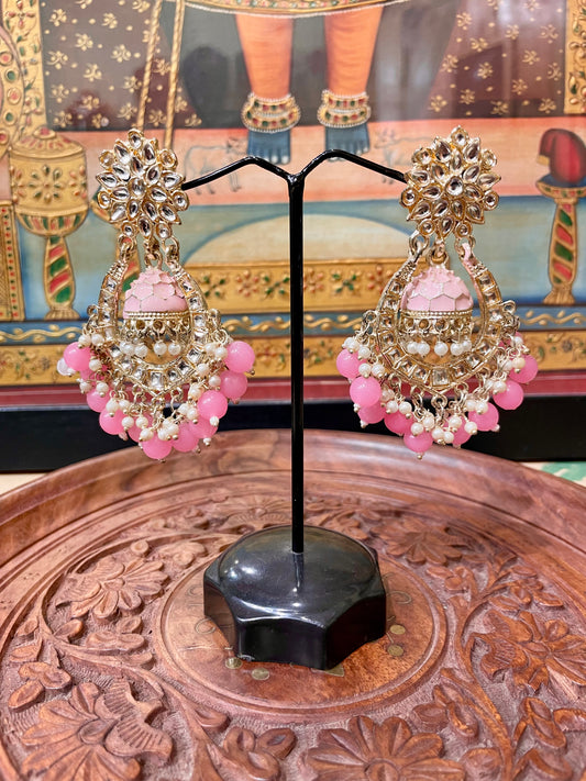 PINK JHUMKI BALI EARRINGS