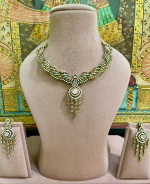 SOFT PINK MOISSANITE ROYALE CASCADE TASSEL NECKLACE SET