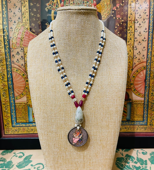 HANDPAINTED LORD GANESH SEMI PRECIOUS NECKLACE