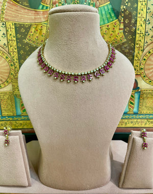 RUBY RED MOISSANITE BLOOM SLEEK NECKLACE SET