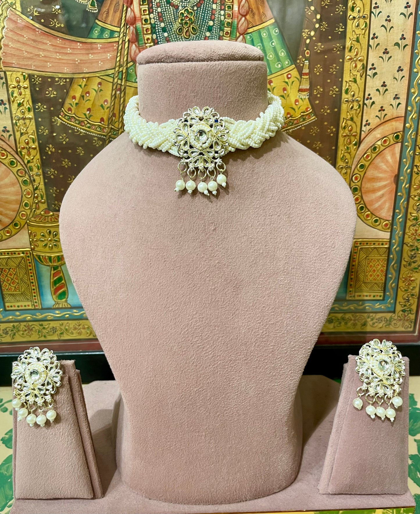 PEARL POLKI DESIGNER CHOKER SET