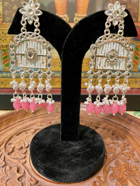 PINK DESIGNER DANGLER EARRINGS