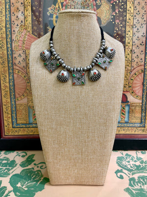 KUTCH HERITAGE OXIDISED SILVER STATEMENT NECKLACE