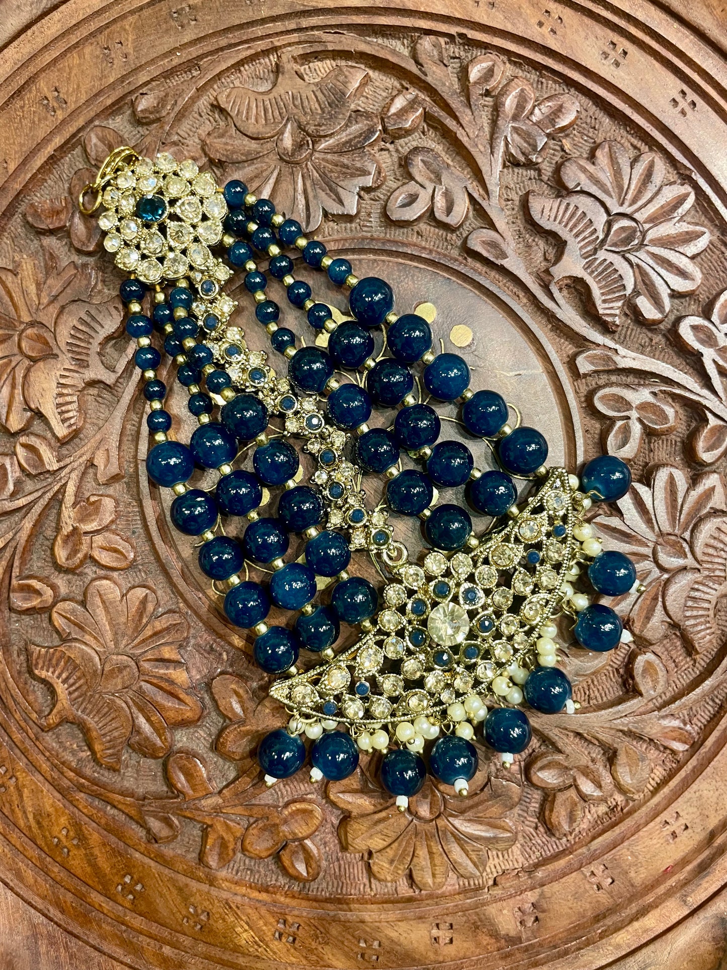 DARK BLUE GOLD TONED BRIDAL PASSA